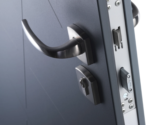 Gros plan serrure de Porte Blindée Fichet pour maison